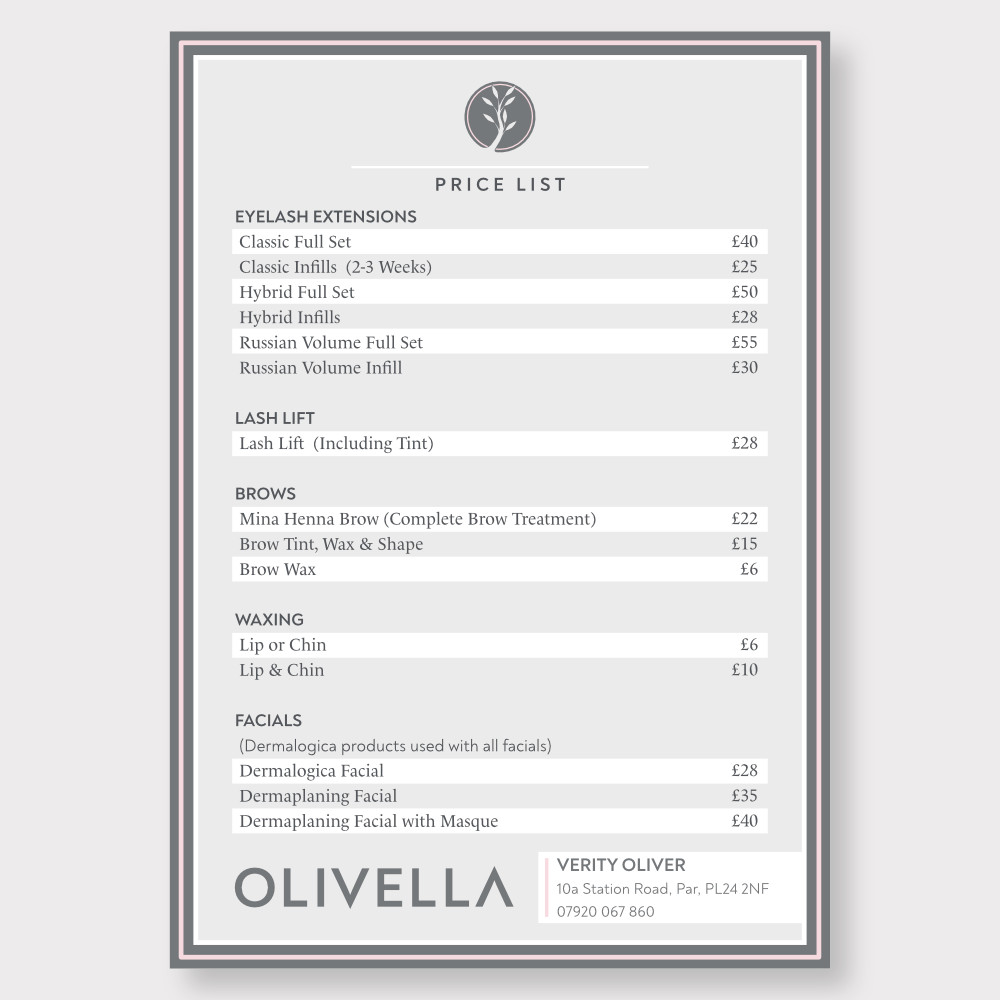 Olivella Price List